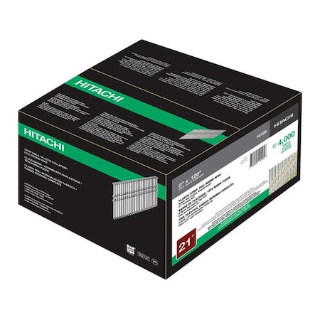 Hitachi Collated Framing Nail, 3 in L, Round Head, 21 Degrees 2799666